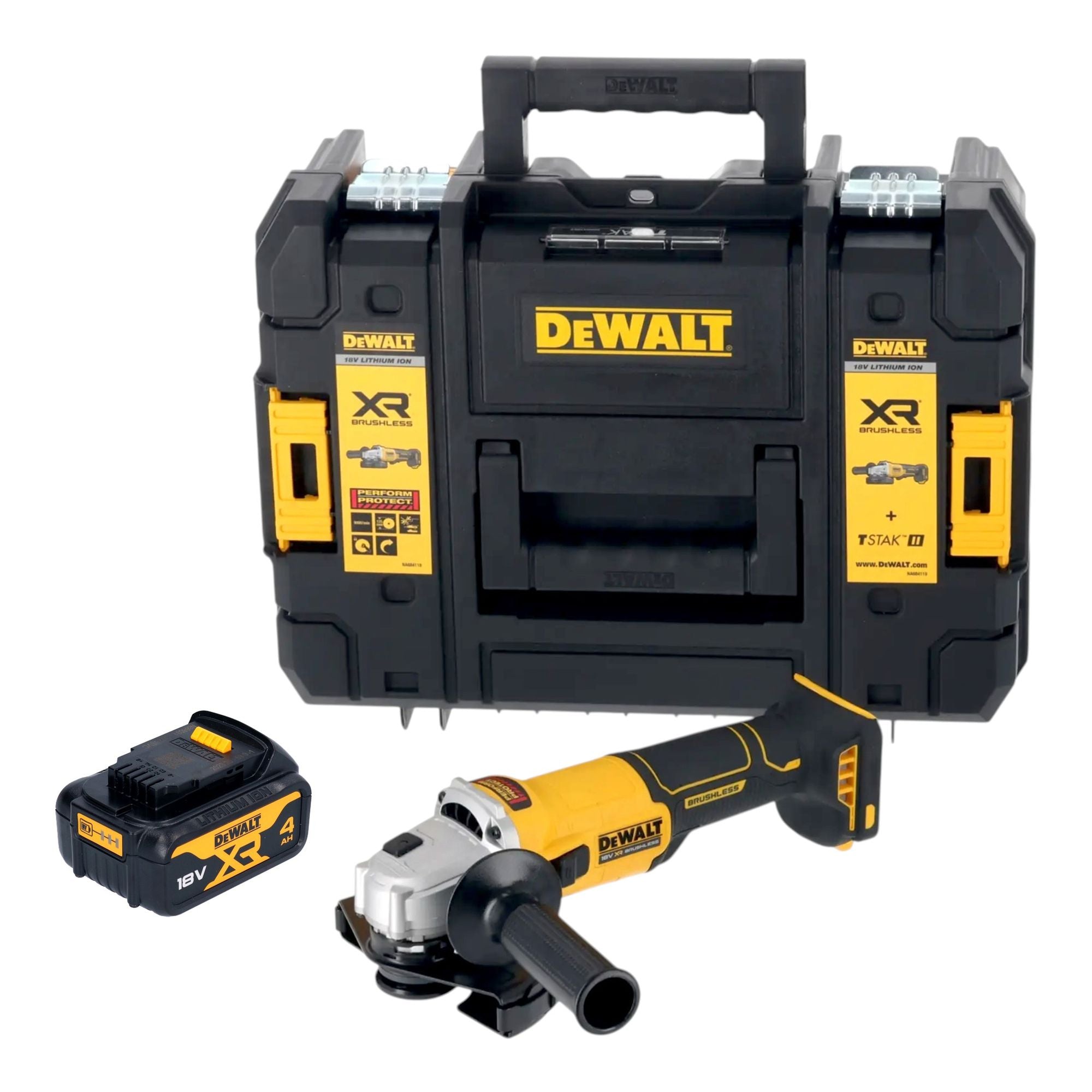 DeWalt DCG 407 NT Akku Winkelschleifer 18 V 125 mm Brushless 1x Akku 4 0 Ah TSTAK ohne Ladegeraet 0 - toolbrothers