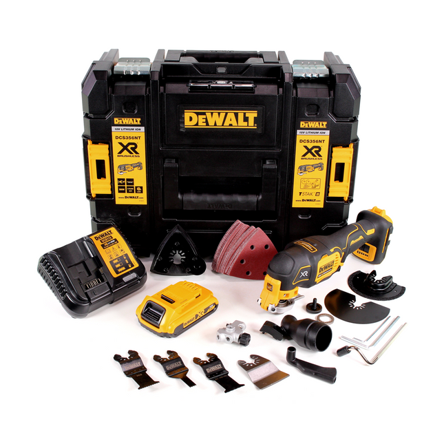 DeWalt DCS 356 S1 Akku Multitool 18V Brushless + 35tlg. Zubehör + 1x Akku 2,0Ah + Ladegerät + TSTAK - Toolbrothers