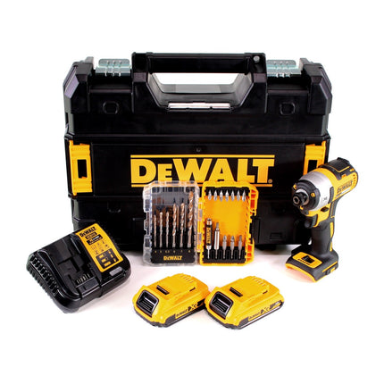DeWalt DCF 887 Avvitatore a impulsi 18 V XR con attacco esagonale 1/4" in valigetta TStak+ 2x Batteria 2,0 Ah + Caricatore