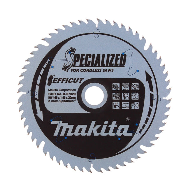 Makita CCXF16556EL Lama per sega SPECIALIZED EFFICUT / 165 x 20 x 1,45 mm / 56 Denti / per legno, laminato, plastica ( B-57320 )