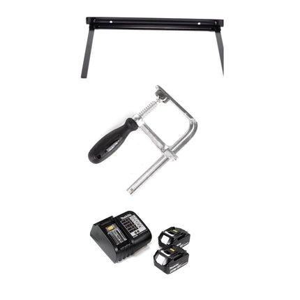 Sierra de inmersión sin cable Makita DSP 600 STJ 36V (2x 18V) sin escobillas + 2x carril guía + tope paralelo + abrazaderas de tornillo + conector de carril guía + 2x batería recargable 5.0Ah + cargador + Makpac