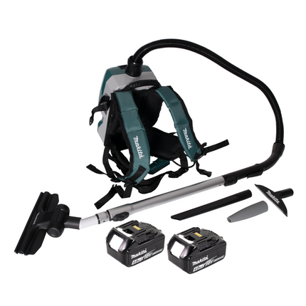 Makita DVC 261 MX15 Akku Rucksackstaubsauger 36V (2x 18V) 2L Brushless + 2x Akku 4,0Ah - ohne Ladegerät