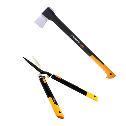 Fiskars X21 Axt Spaltaxt - L 3D 71cm 1,6kg ( 1015642 ) + Fiskars Teleskop Heckenschere HS86 ( 1013565 ) SmartFit für Hecken und Büsche 68 cm auf 93 cm