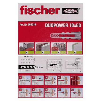 Fischer Spreizdübel DUOPOWER 10x50mm 1000 Stk. ( 20x 555010 )