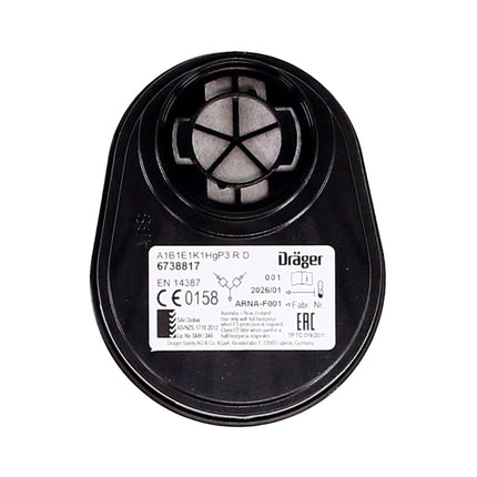 Dräger X-plore 3500 L Atemschutz Maske Halbmaske für Bajonettfilter Größe L + X-plore Kombinationsfilter Bajonett ( 6738817 )  A1B1E1K1 Hg P3 R D