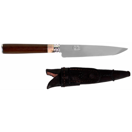 Serra Grande ''Chifre de Cervo'' coltello da cucina tradizionale brasiliano forgiato a mano lama di 12,7 cm con componenti in corno di cervo + fodero in vera pelle