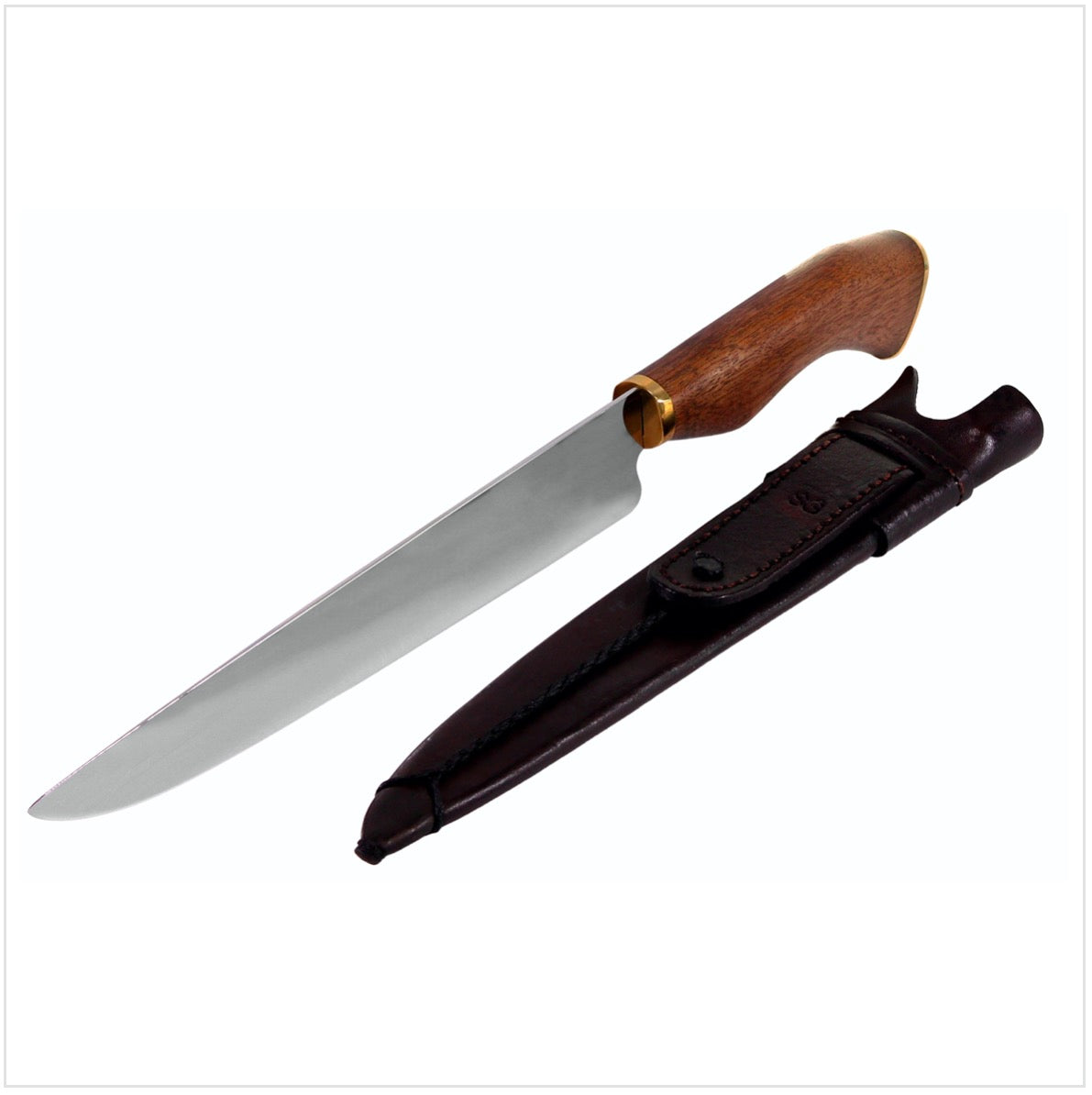 Serra Grande "Faca Campeira" traditionelles brasilianisches Küchenmesser Kochmesser handgeschmiedet INOX 22,8 cm Klinge + echt Leder Messerscheide