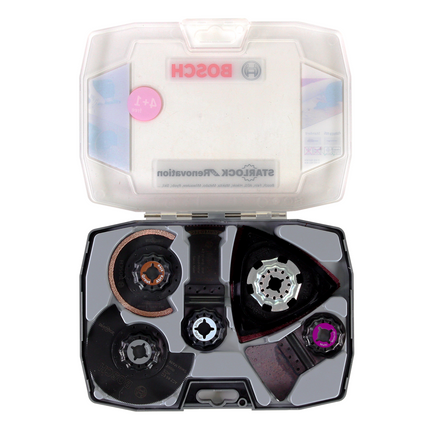 Bosch GOP 12V-28 akumulatorowa przecinarka wielofunkcyjna 12V Starlock bezszczotkowa Solo + zestaw Starlock Best of Renovation 5 szt. + L-Boxx - bez akumulatora, bez ładowarki