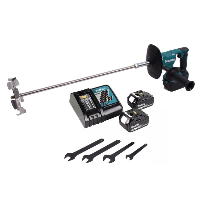 Makita DUT 130 RG batidora sin cable 18V M14 Brushless + 2x batería recargable 6.0Ah + cargador