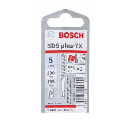 Bosch Punta di foratura 7x SDS-plus 5x100x165mm Carbide ( 2608576105 ) - certificate PGM