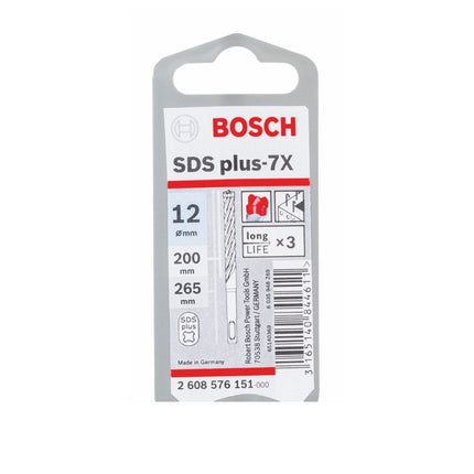 Bosch Broca para martillo SDS-plus 7X / 12 x 200 x 265mm / Carburo ( 2608576151 )