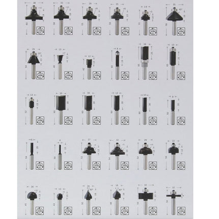 Bosch Mixed Fräser Set 6 mm 30 tlg. + Koffer ( 2607017474 ) für Oberfräsen mit Rundschaft