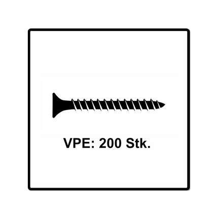 Fischer Power-Fast II FPF II Spanplattenschraube 4,5x50 mm 200 Stück ( 670264 ) Senkkopf mit Torx Vollgewinde galvanisch verzinkt, blau passiviert