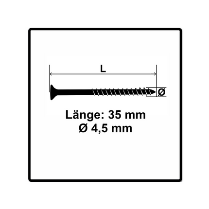 Fischer Power-Fast II FPF II Spanplattenschraube 4,5x35 mm 200 Stück ( 670266 ) Senkkopf mit Torx Teilgewinde galvanisch verzinkt, blau passiviert