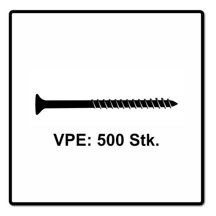 Fischer Power-Fast II FPF II Spanplattenschraube 4,5x50 mm 500 Stück ( 670273 ) Senkkopf mit Torx Teilgewinde galvanisch verzinkt, blau passiviert
