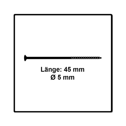 Fischer Power-Fast II FPF II Vis à bois aggloméré 5,0x45mm, 500 pcs. Tête fraisée avec empreinte Torx, filetage partiel, zingué et passivé bleu (670375)