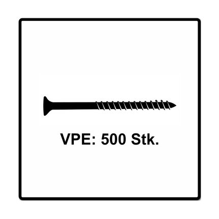 Fischer Vis pour panneaux de particules Power-Fast II FPF II 5.0x60 mm - 500 pièces (670379) tête fraisée + Filetage partiel Torx, galvanisée, passivée bleue