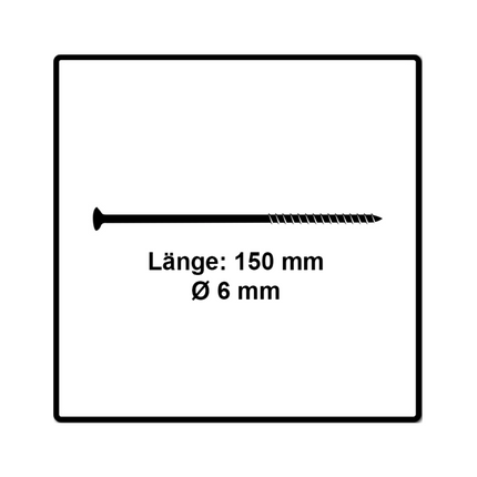 Fischer Power-Fast II FPF II Spanplattenschraube 6,0x150 mm 50 Stück ( 670693 ) Senkkopf mit Torx Teilgewinde galvanisch verzinkt, blau passiviert