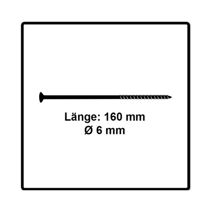 Fischer Power-Fast II FPF II Chipboard screw 6,0x180mm, Countersunk head, Inner Star Torx, Partial Thread, Zinc plated, Blue passivated - 50pcs. (670466)