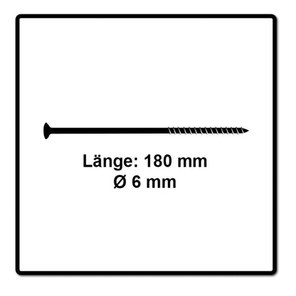 Fischer Power-Fast II FPF II Spanplattenschraube 6,0x180 mm 100 Stück ( 670465 ) Senkkopf mit Torx Teilgewinde galvanisch verzinkt, blau passiviert