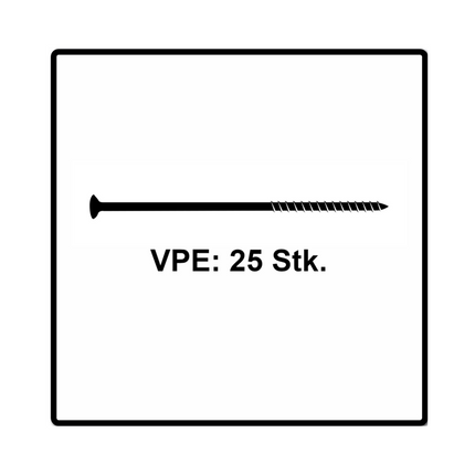 Fischer Power-Fast II FPF II Spanplattenschraube 6,0x240 mm 25 Stück ( 670468 ) Senkkopf mit Torx Teilgewinde galvanisch verzinkt, blau passiviert