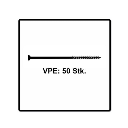 Fischer Power-Fast II FPF II Vis à bois aggloméré 6,0x260 mm, 50 pcs., tête fraisée, empreinte Torx, filetage partiel, zingué et passivé bleu( 670471 )