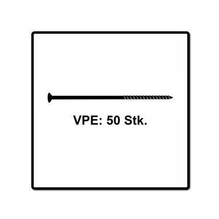 Fischer Power-Fast II FPF II Vis à bois aggloméré 6,0x280 mm, Tête fraisée avec étoile intérieure TX - Filetage partiel galvanisé - Bleu passivé, 50 pcs. ( 670473 )