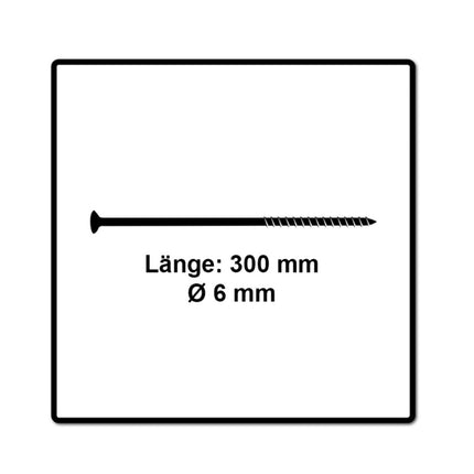 Fischer Power-Fast II FPF II Vis à bois aggloméré 6,0x300 mm, Tête fraisée avec étoile intérieure TX - Filetage partiel galvanisé - Bleu passivé, 25 pcs. ( 670474 )