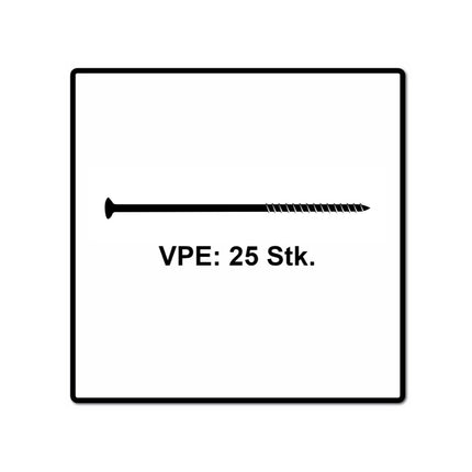 Fischer Power-Fast II FPF II Vis à bois aggloméré 6,0x300 mm, Tête fraisée avec étoile intérieure TX - Filetage partiel galvanisé - Bleu passivé, 25 pcs. ( 670474 )