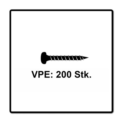 Fischer Power-Fast II FPF II Spanplattenschraube 3,0x20 mm 200 Stück ( 670058 ) Pan Head mit Torx Vollgewinde galvanisch verzinkt, blau passiviert