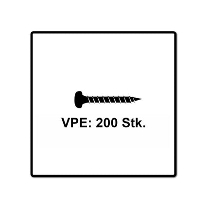 Fischer Power-Fast II FPF II Viti per legno 3,0x25 mm, 200 pz. ( 670059 ) Testa tonda, Torx, filettatura parziale, zincate, passivato blu