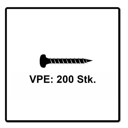 Fischer Power-Fast II FPF II Vis à bois aggloméré 3,5x12mm,Tête ronde, Torx , Filetage total, Zingué blanc, Passivé bleu, 200pcs. (670097)