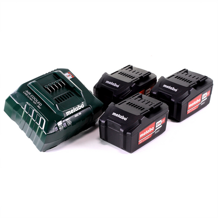 Metabo basic set 3x Li-Power batería 18 V 4.0 Ah CAS Li-Ion ( 3x 625591000 ) + cargador ASC 55 ( 627044000 )