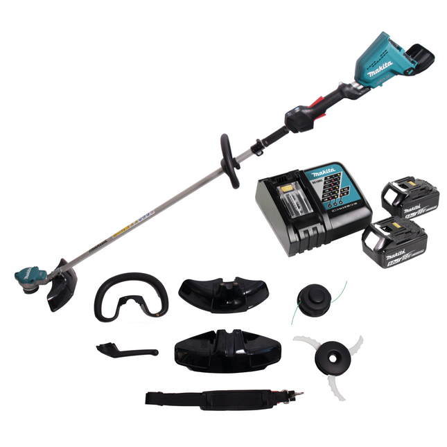 Makita DUR 368 LRT2 Tagliabordi a batteria 36V ( 2x18V ) Brushless + 2x batteria 5,0Ah + caricabatterie