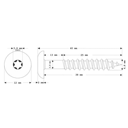 Meisterling Fassadenschrauben 4,8x38 mm 100 Stück ( 010020000221 ) 12 mm Flachkopf hellgrau mit Torx Teilgewinde V2A Edelstahl