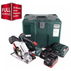 GRATIS 3 Jahre Full Service Rundum Schutz Metabo MKS 18 LTX 58 Akku Metall Handkreissäge 18V 165 mm + 2x Akku 5,5Ah + Ladegerät + MetaLoc