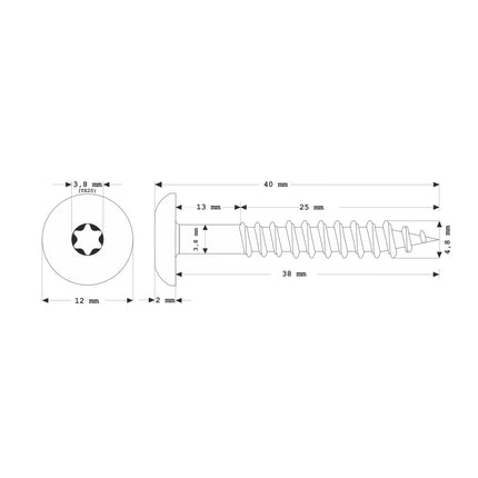 Tornillos para fachada Meisterling 4,8x38 mm 100 piezas (010020000241) 12 mm cabeza plana verde oscuro con rosca parcial Torx Acero inoxidable V2A