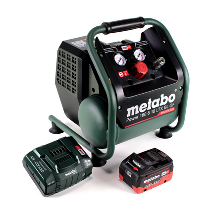 Metabo Power 160-5 18 LTX BL OF Akku Kompressor 18 V 8,0 bar Brushless + 1x LiHD Akkupack 8,0 Ah + Ladegerät