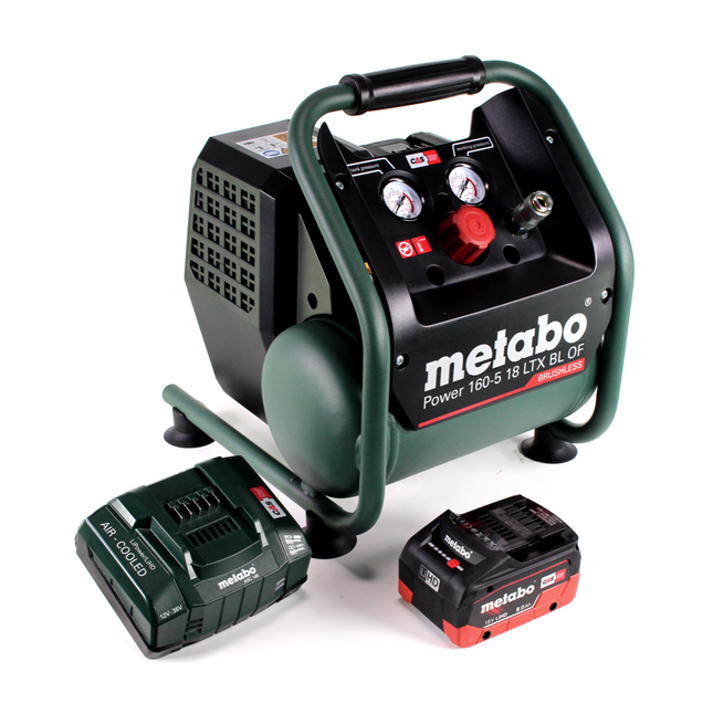 Metabo Power 160-5 18 LTX BL OF Compresor sin cable 18 V 8,0 bar sin escobillas + 1x batería LiHD 8,0 Ah + cargador