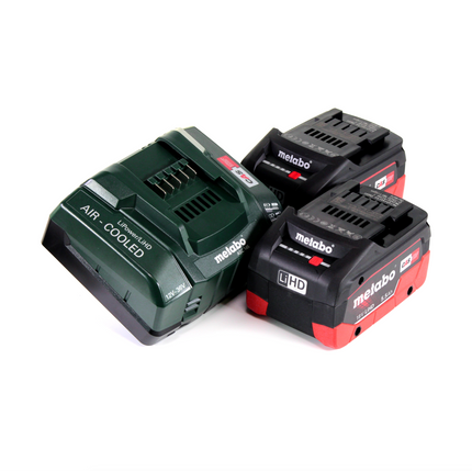 Metabo RB 18 LTX 60 Lijadora de cinta para tubos a batería 18 V 60 mm + 2 baterías LiHD 5,5 Ah + cargador