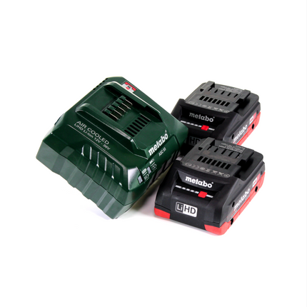 Juego básico de adaptador de corriente para batería Metabo PA 14.4-18 LED-USB con 2 baterías LiHD de 4,0 Ah + cargador ASC55