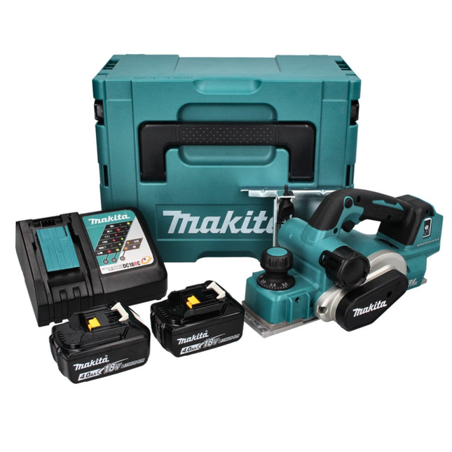 Makita DKP 181 RMJ cepillo sin cable 82 mm 18 V sin escobillas + 2x batería recargable 4,0 Ah + cargador + Makpac