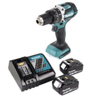 Taladro de percusión sin cable Makita DHP 484 RG 18 V 54 Nm sin escobillas + 2x batería recargable 6,0 Ah + cargador