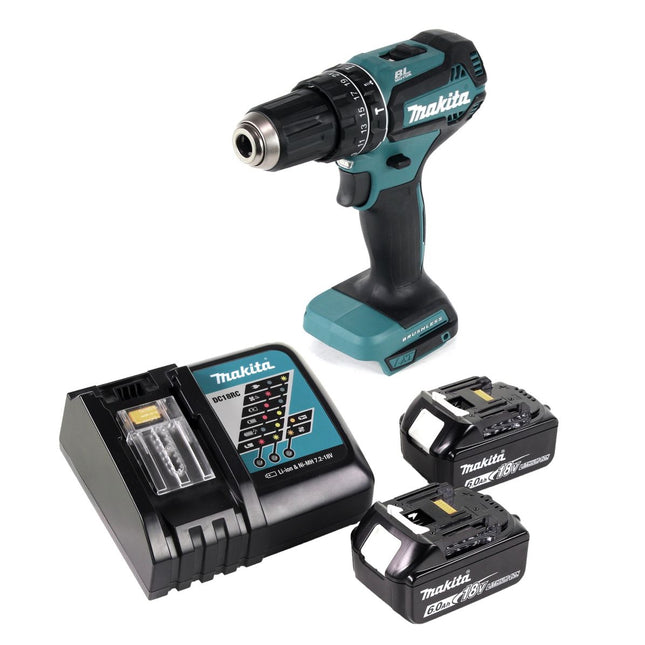Makita DHP 485 RG Perceuse-visseuse à percussion sans fil 18 V 50 Nm brushless + 2x Batteries 6,0 Ah + Chargeur
