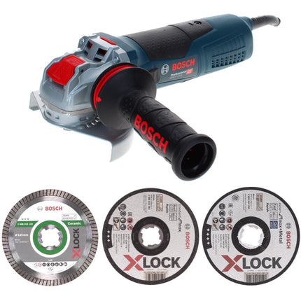 Bosch GWX 17-125 S Professional Winkelschleifer 1700 W 125 mm X-Lock + 25x Trennscheiben Expert + 10x Trennscheiben Standard + Diamant Trennscheiben Ceramic
