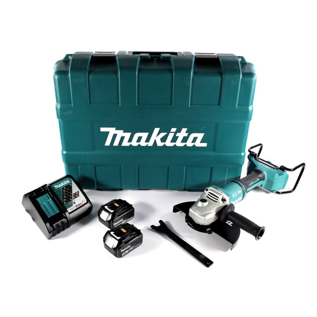 Makita DGA 900 RFK Akku Winkelschleifer 36 V ( 2x 18 V ) 230 mm Brushless 2x Akku 3,0 Ah + Ladegerät + Koffer