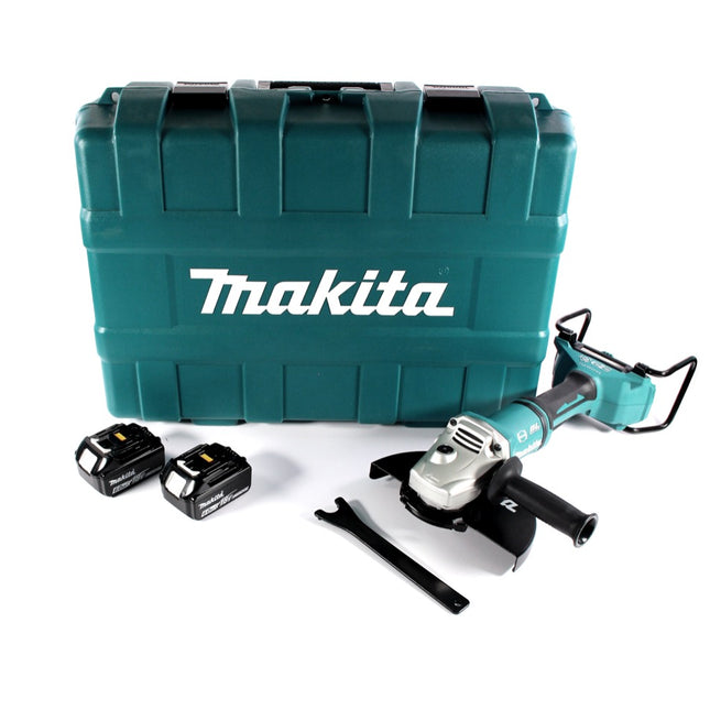 Makita DGA 900 GK Akku Winkelschleifer 36 V ( 2x 18 V ) 230 mm Brushless + 2x Akku 6,0 Ah + Koffer - ohne Ladegerät