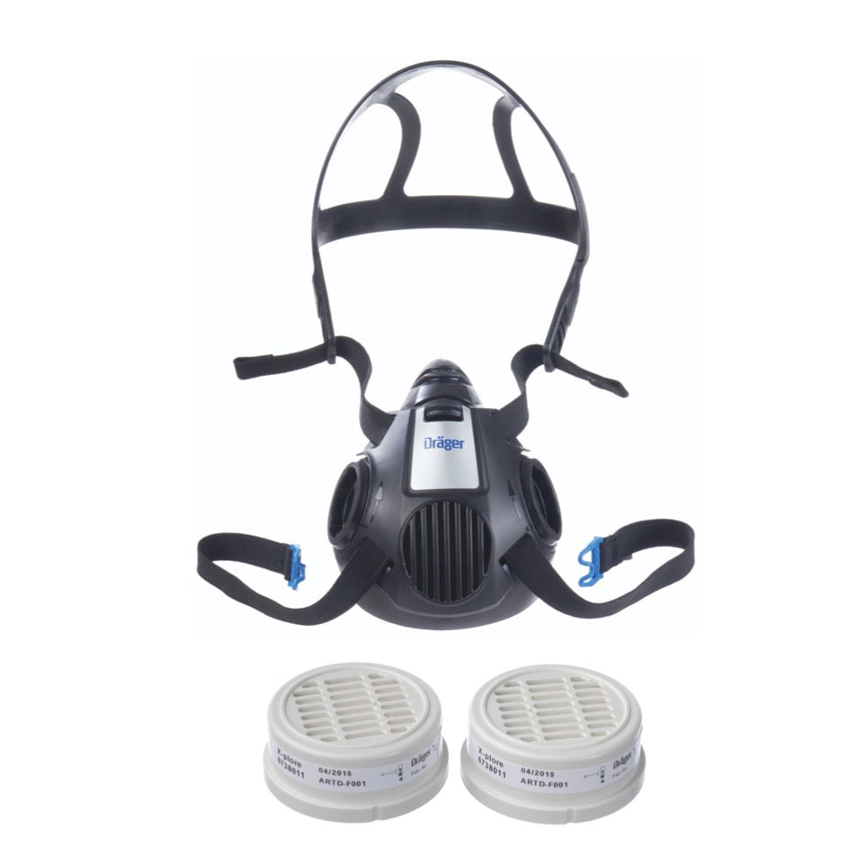 Máscara respiratoria Dräger X-plore 3500 L media máscara para filtro de bayoneta tamaño L + 2x filtro de partículas X-plore P3 R (6738011)