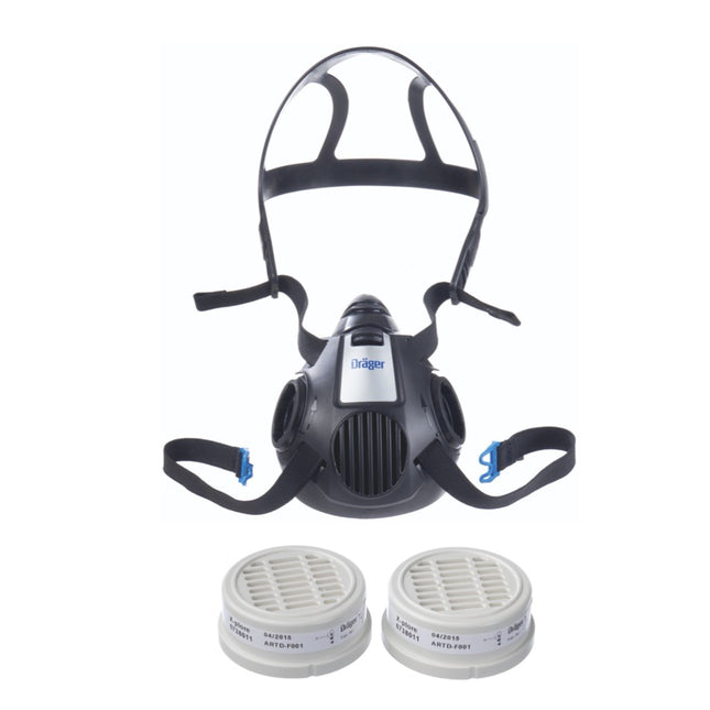 Dräger X-plore 3500 L Atemschutz Maske Halbmaske für Bajonettfilter Größe L + 2x X-plore P3 R Partikelfilter ( 6738011 )
