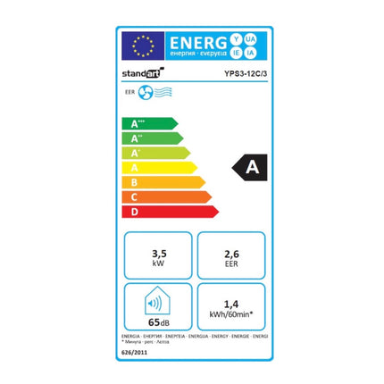 Standart YPS3-12/3 mobile Klimaanlage 1350 Watt Kältemittel R290 für Räume bis 25 m² mit Fernbedienung - Toolbrothers